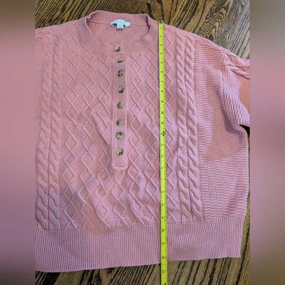 Ann Taylor Rose Buttoned Cable Knit Sweater - Picture 3 of 6